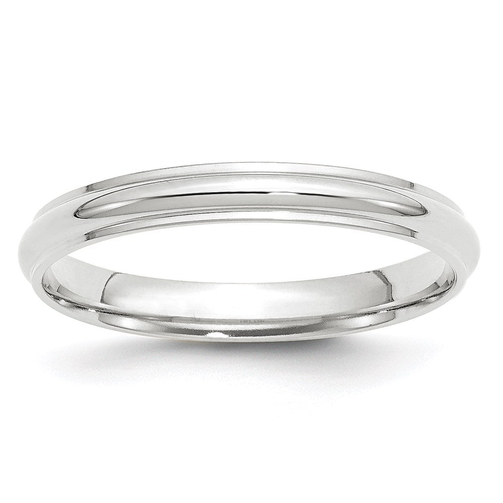 Solid;Polished;Engravable;10K White gold;Half Round;Machined