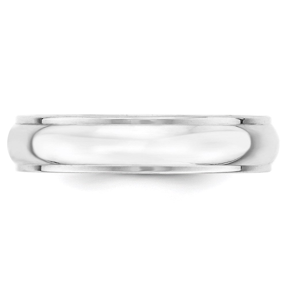 14k White Gold 5mm Half Round with Edge Wedding Band Size 10