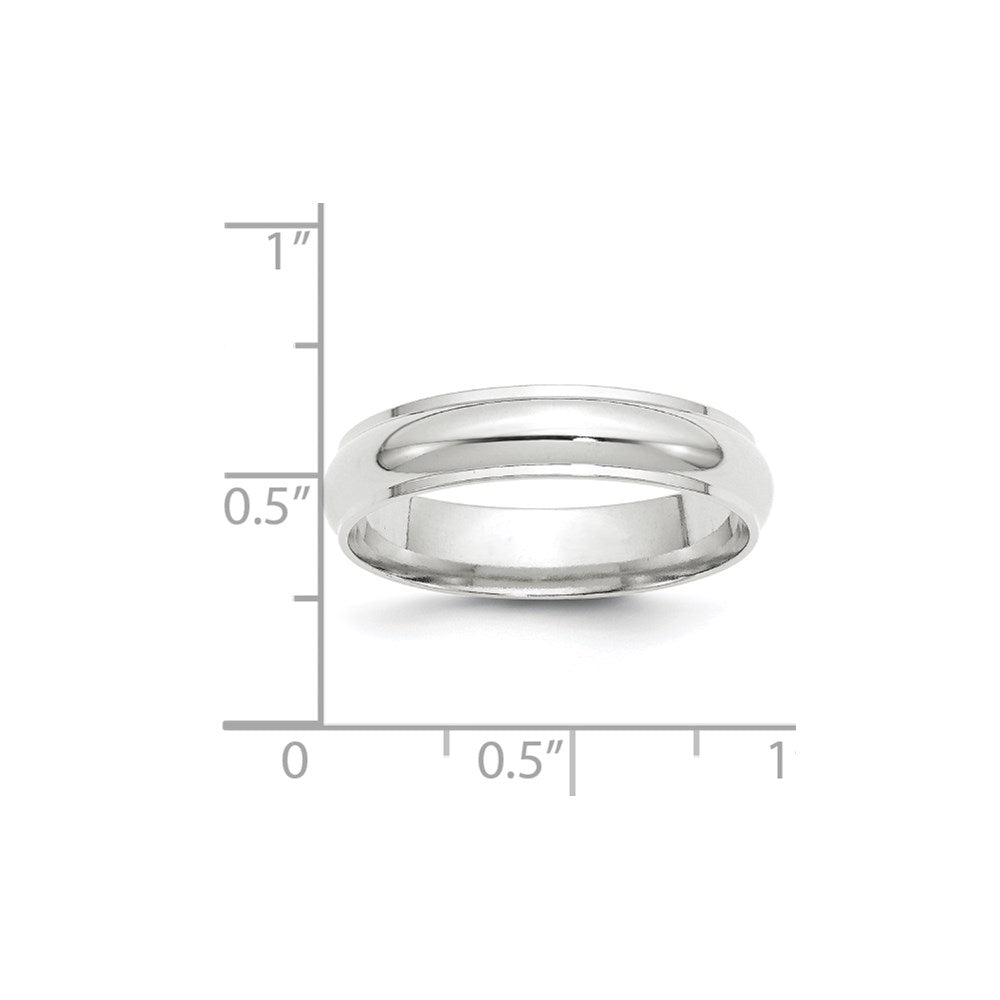 14k White Gold 5mm Half Round with Edge Wedding Band Size 9.5