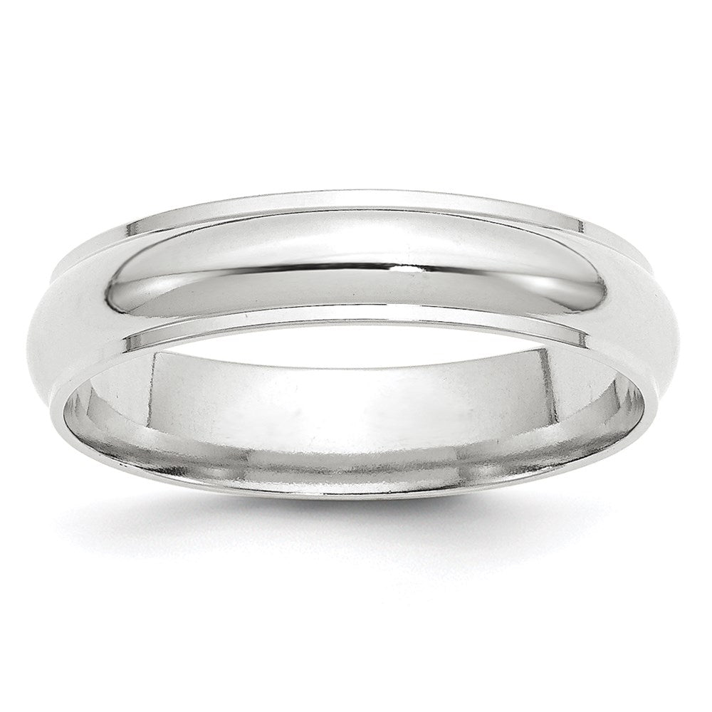 Solid;Polished;14K White gold;Engravable;Half Round;Machined