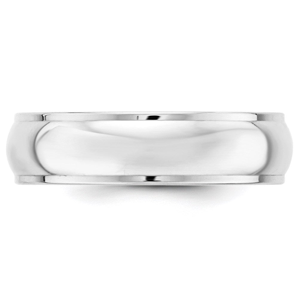 14k White Gold 6mm Half Round with Edge Wedding Band Size 6