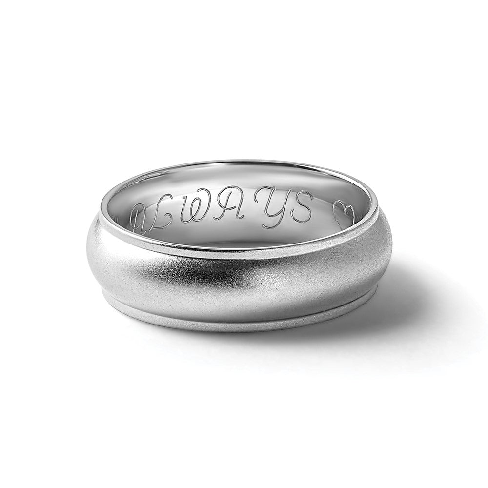 14k White Gold 6mm Half Round with Edge Wedding Band Size 11.5