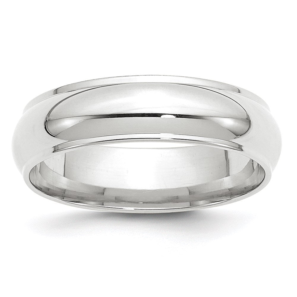 Solid;Polished;14K White gold;Engravable;Half Round;Machined
