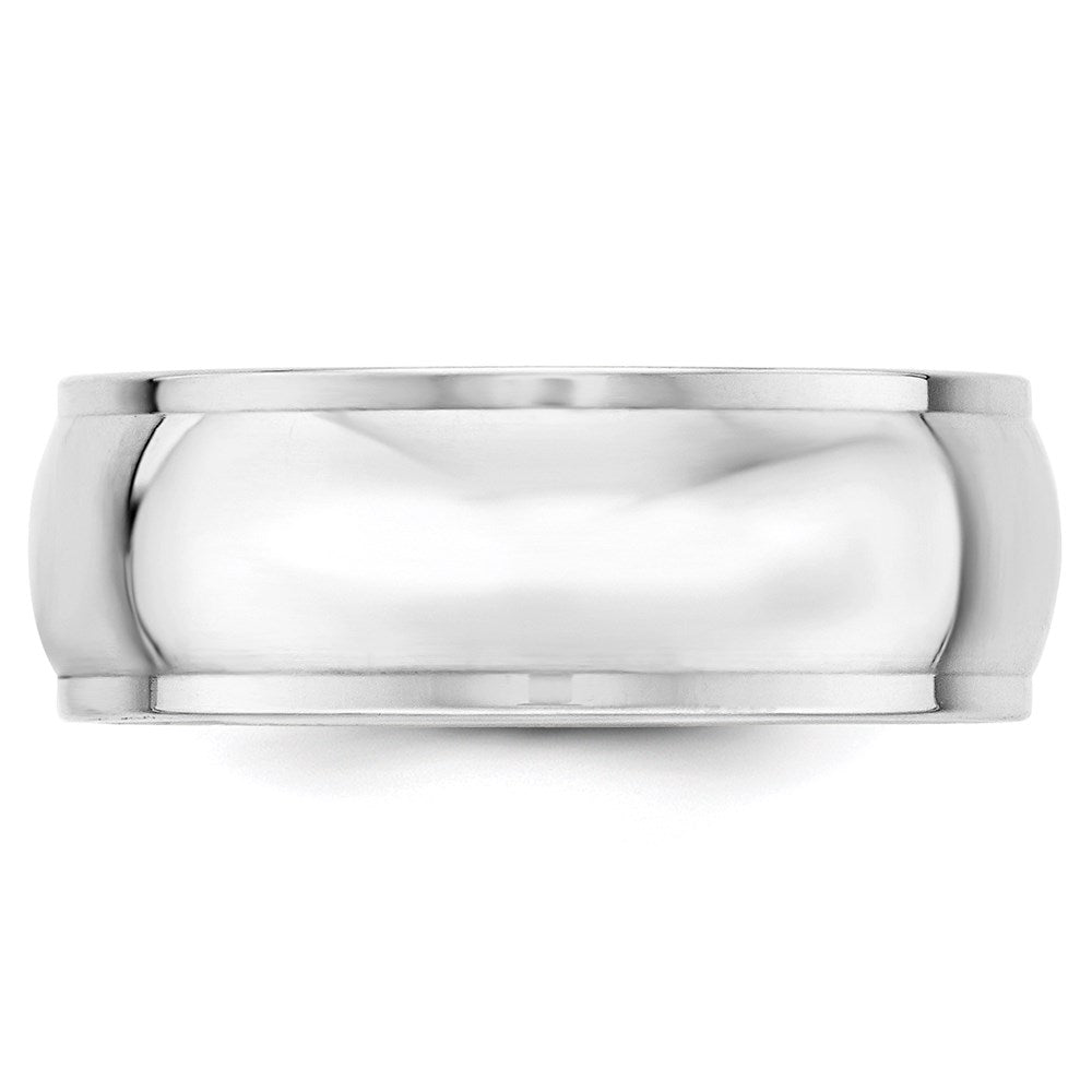 14k White Gold 8mm Half Round with Edge Wedding Band Size 10.5