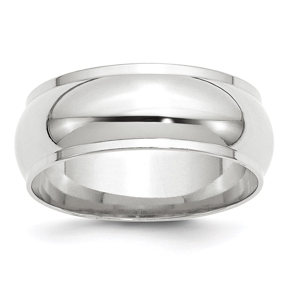 Solid;Polished;14K White gold;Engravable;Half Round;Machined