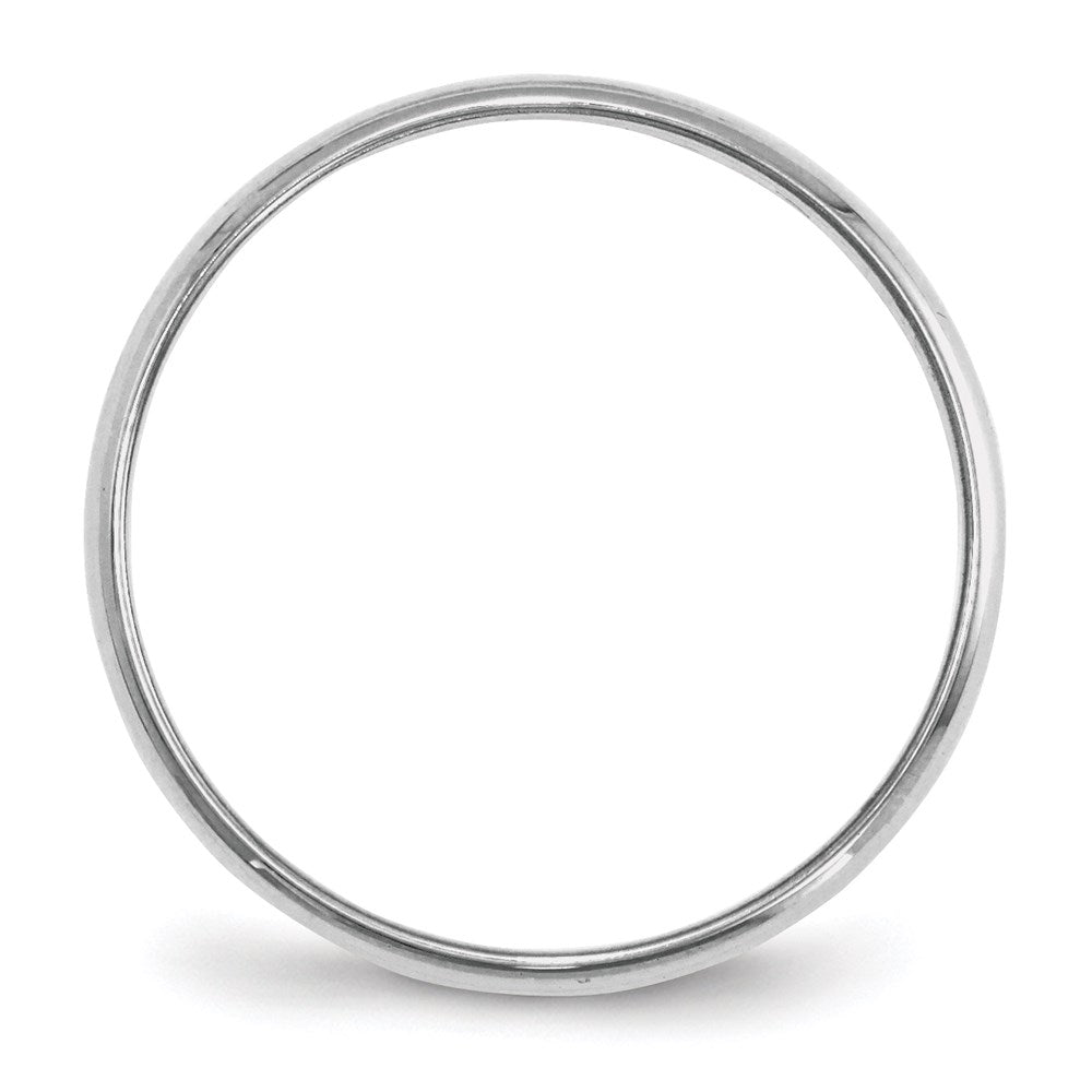 14k White Gold 2mm Lightweight Half Round Wedding Band Size 8.5