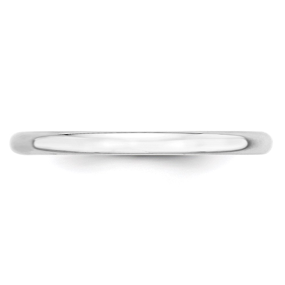 14k White Gold 2mm Lightweight Half Round Wedding Band Size 8