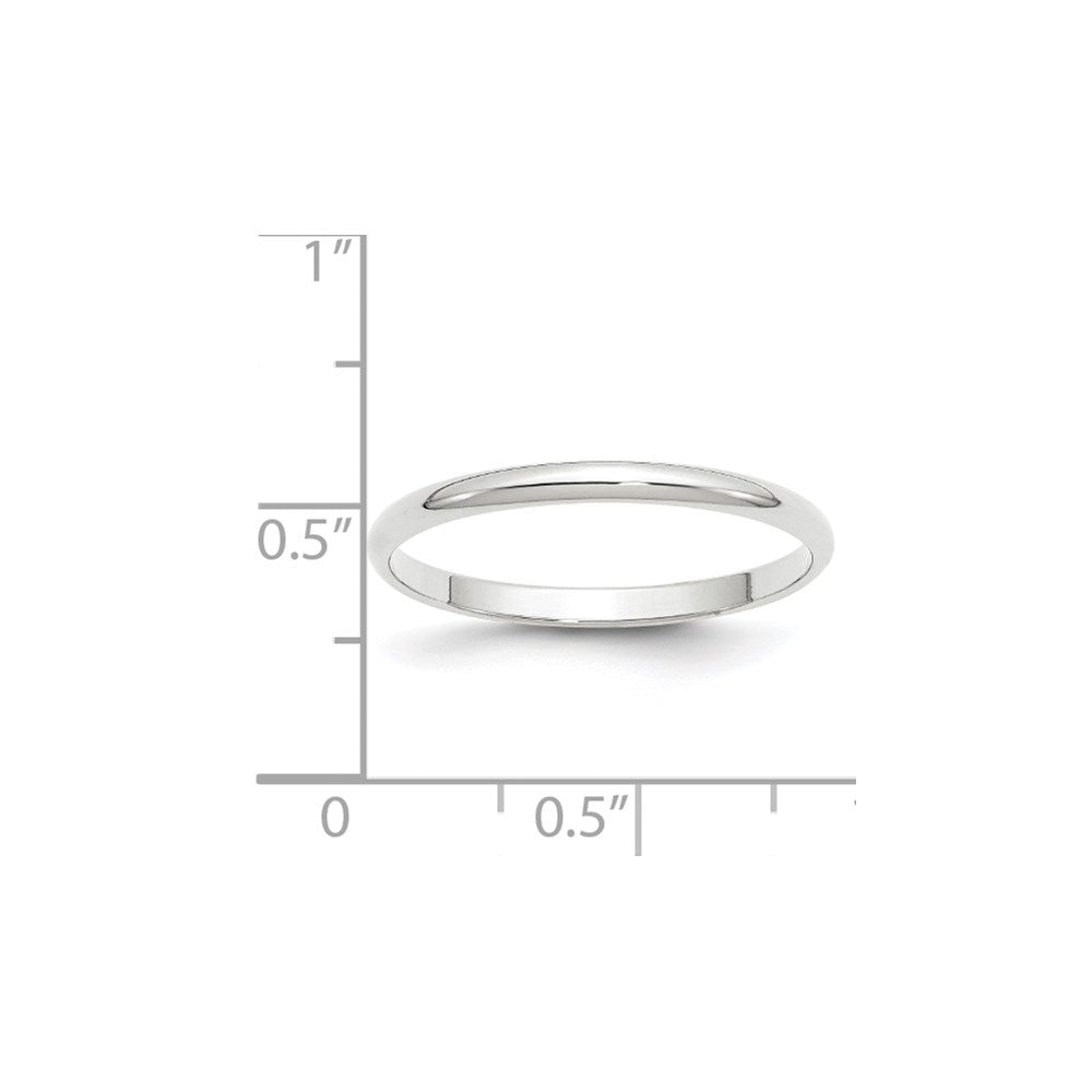 14k White Gold 2mm Lightweight Half Round Wedding Band Size 13.5