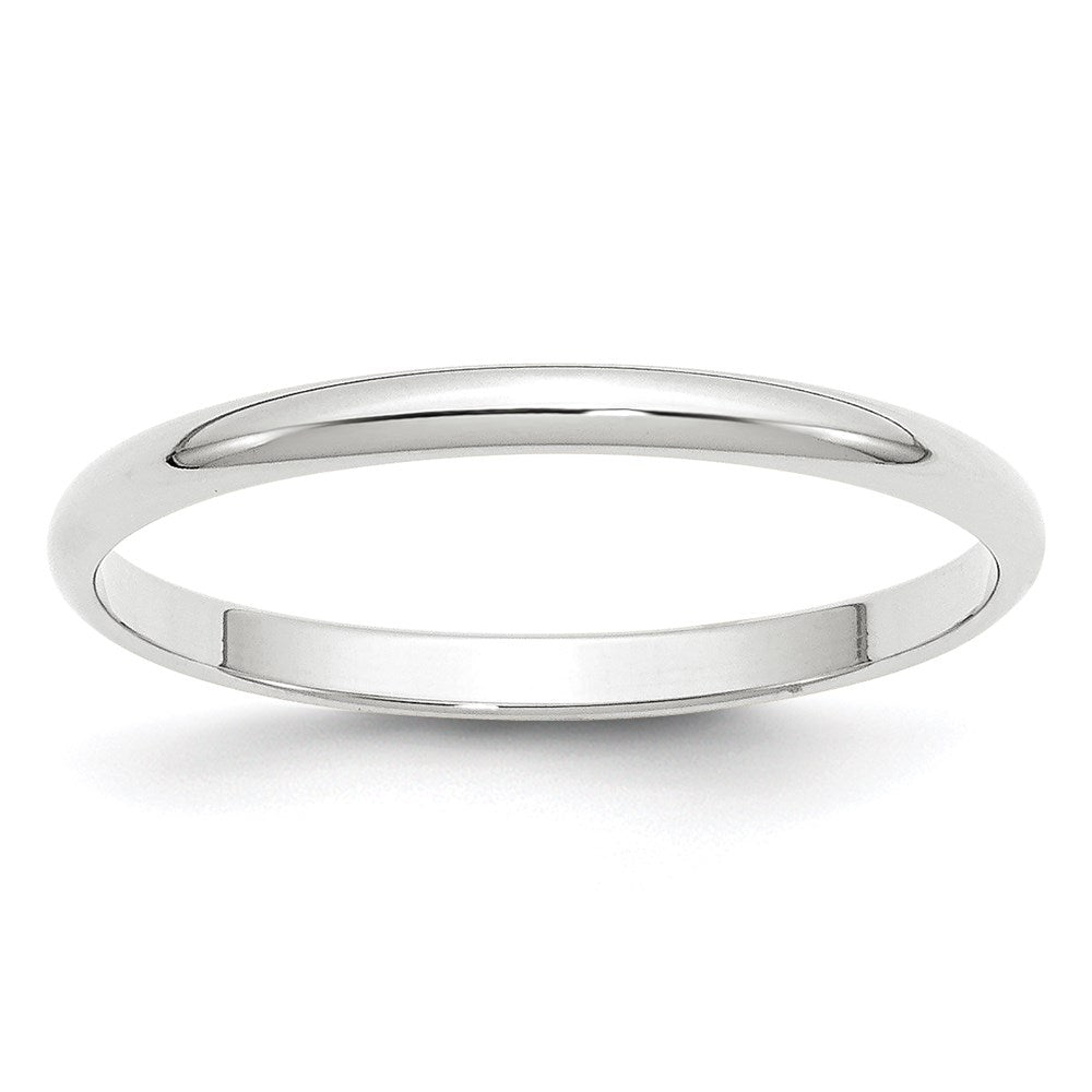 Solid;Polished;14K White gold;Engravable;Lightweight;Half Round;Machined