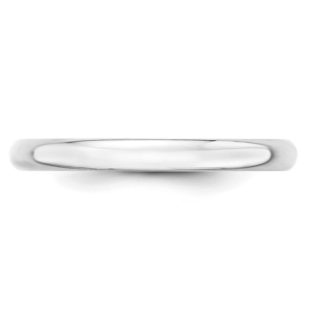 14k White Gold 2.5mm Lightweight Half Round Wedding Band Size 4.5