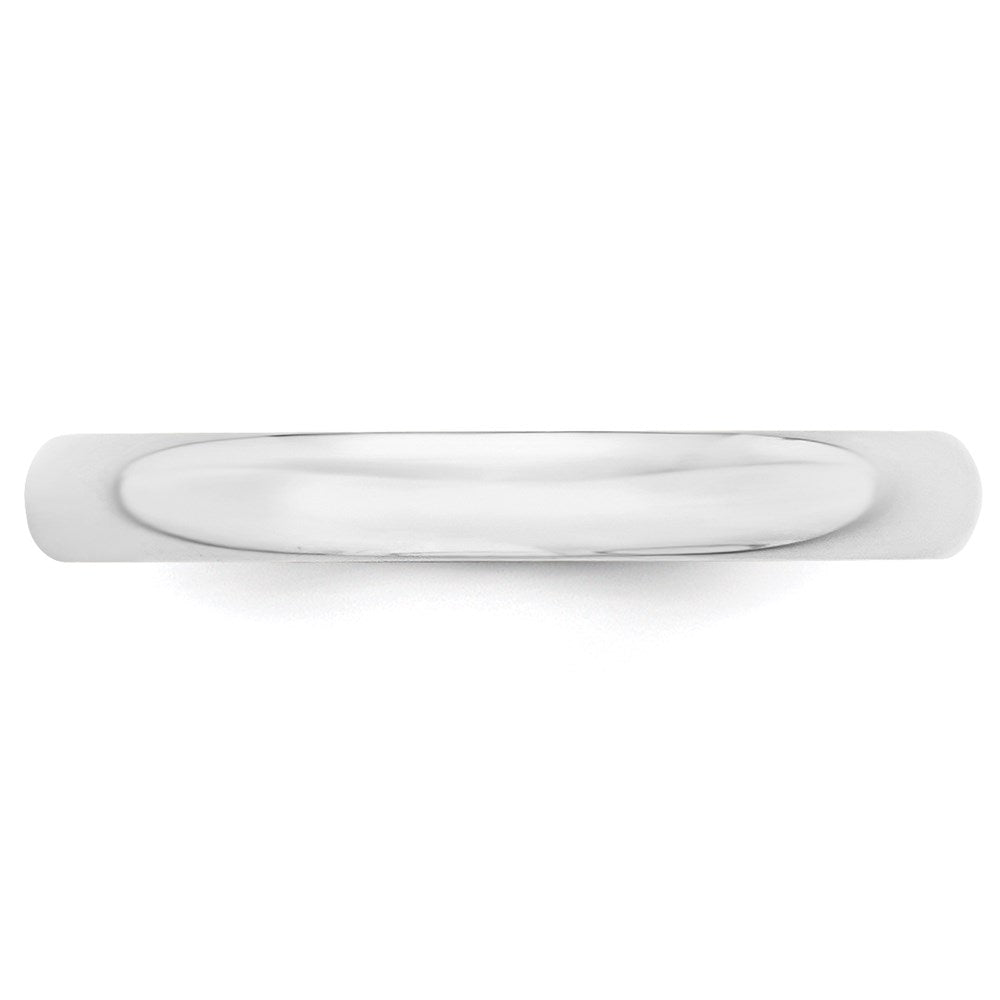 14k White Gold 3mm Lightweight Half Round Wedding Band Size 9.5