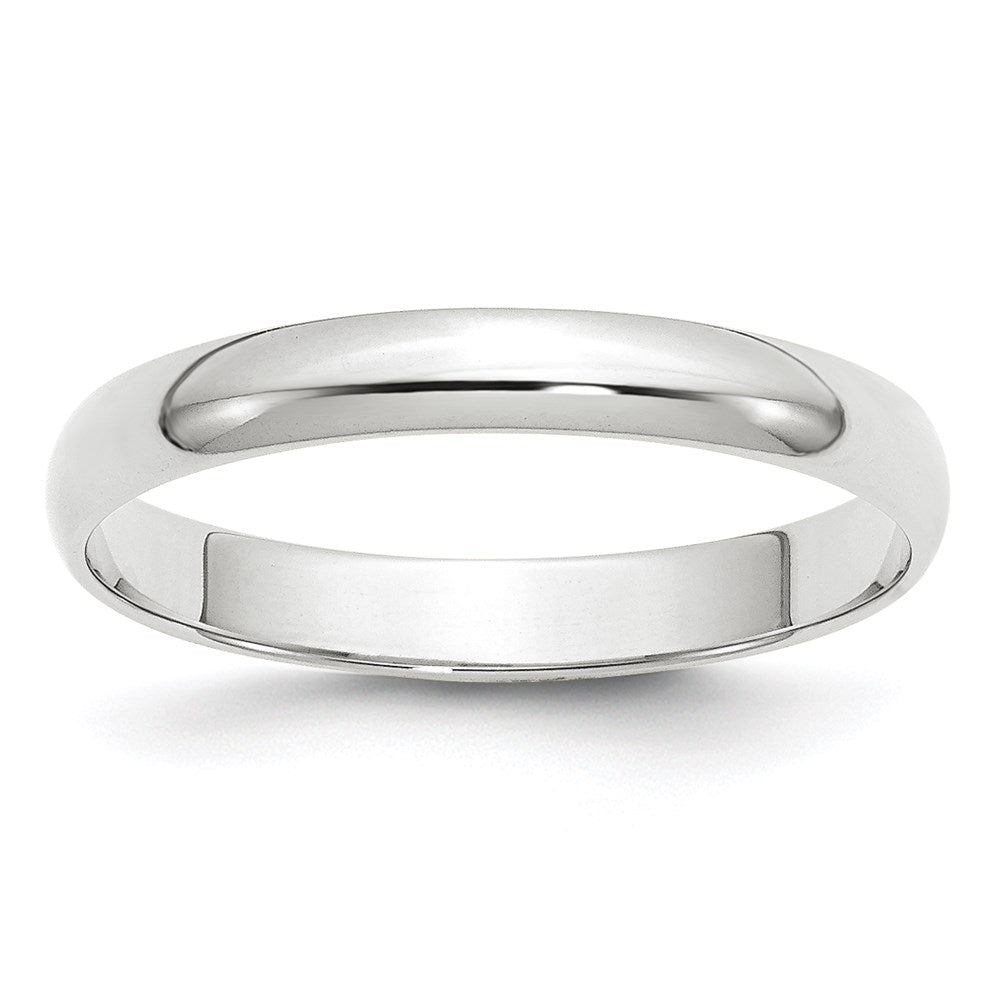 Solid;Polished;14K White gold;Engravable;Lightweight;Half Round;Machined