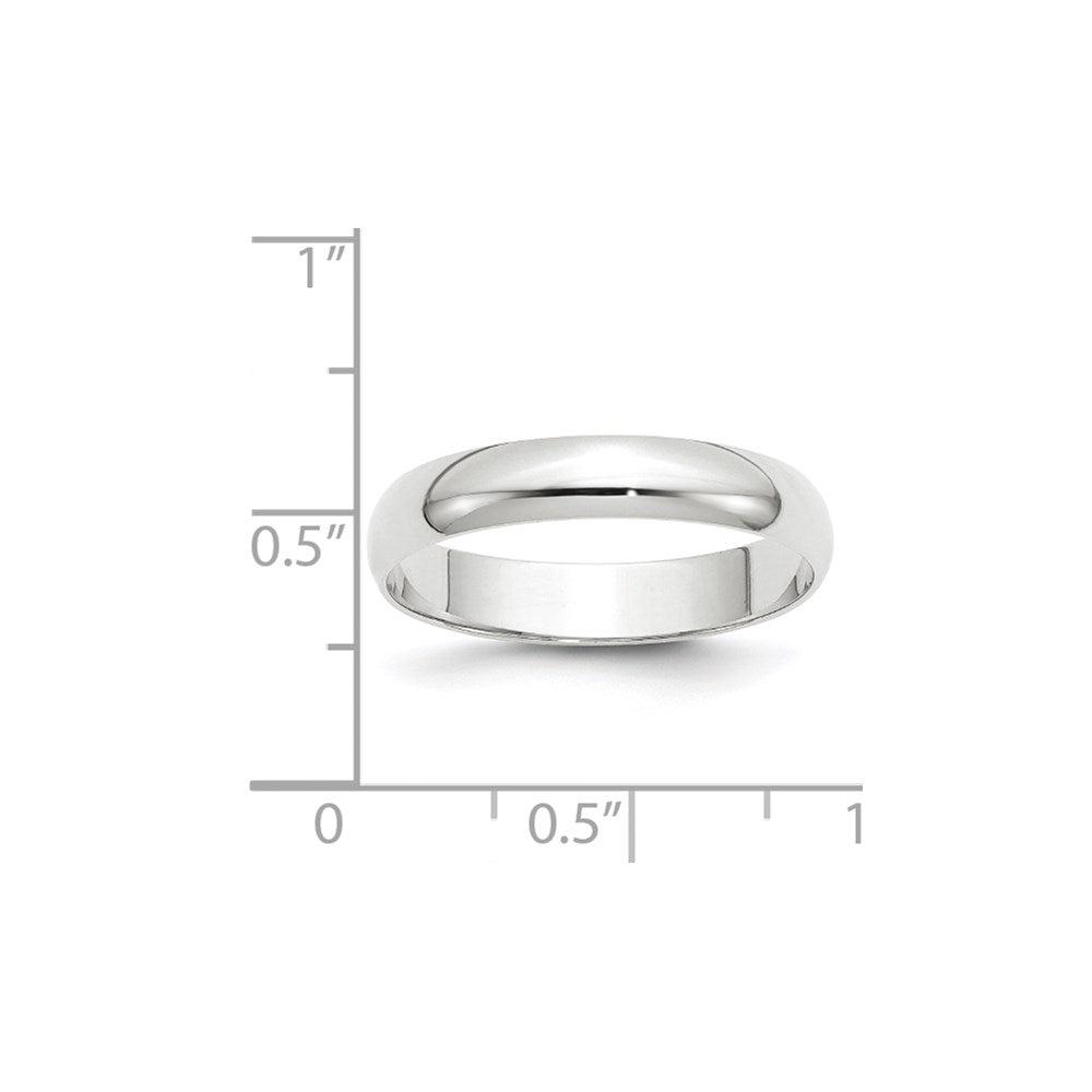 14k White Gold 4mm Lightweight Half Round Wedding Band Size 11