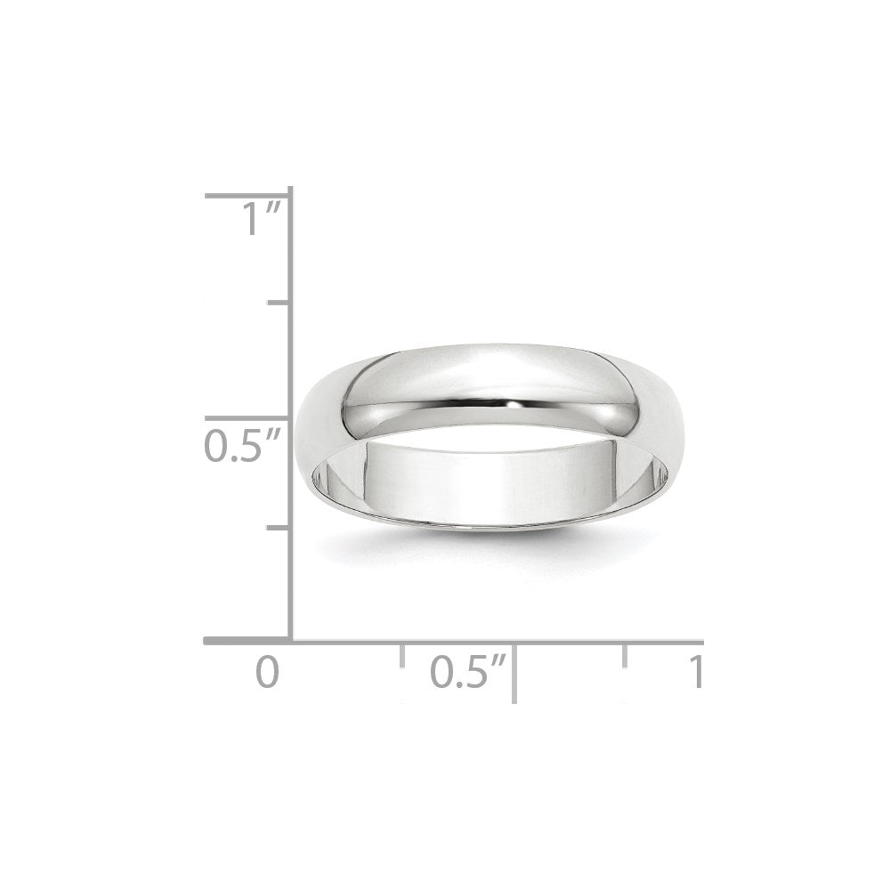 14k White Gold 5mm Lightweight Half Round Wedding Band Size 13.5