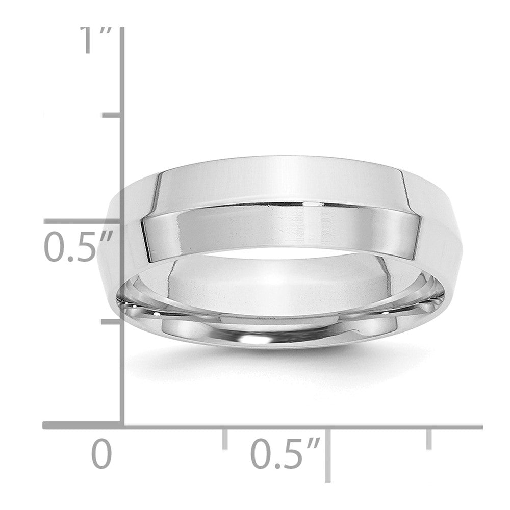 14k White Gold 6mm Knife Edge Comfort Fit Wedding Band Size 8