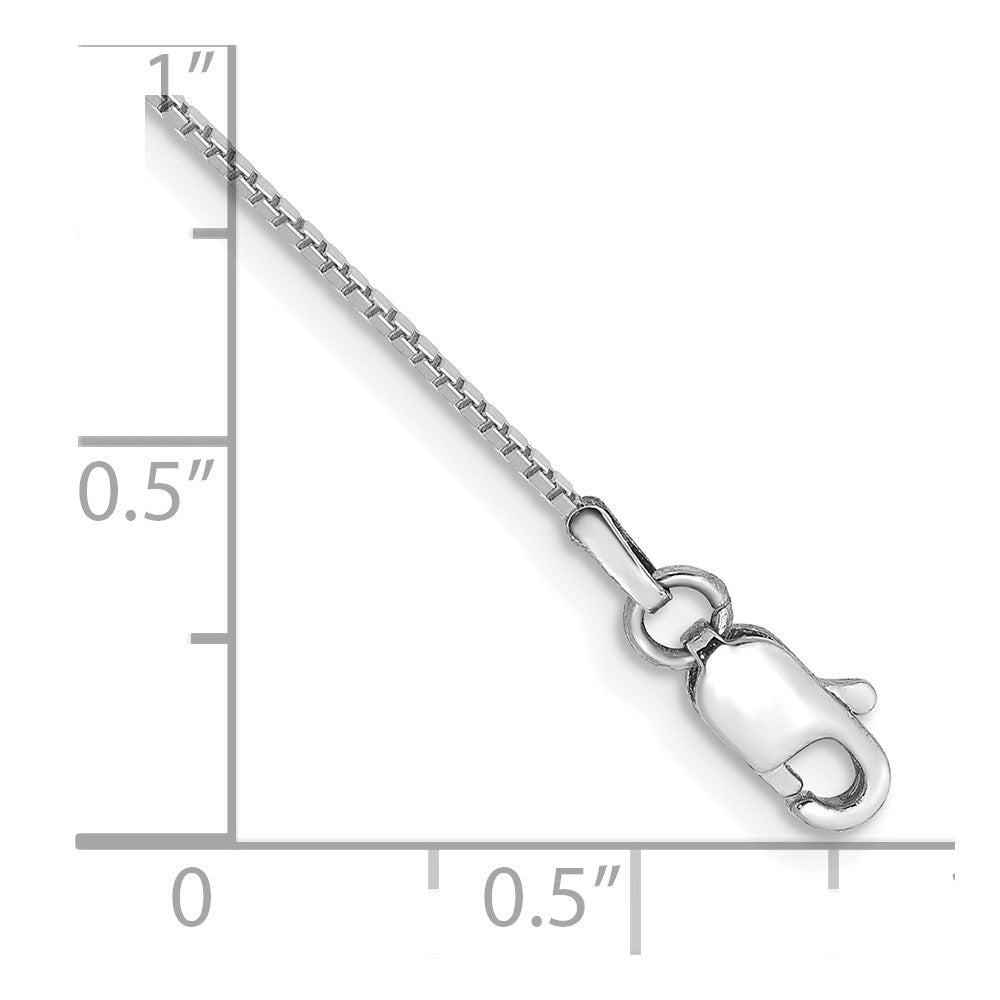 14K White Gold 9 inch .9mm Box with Lobster Clasp Anklet
