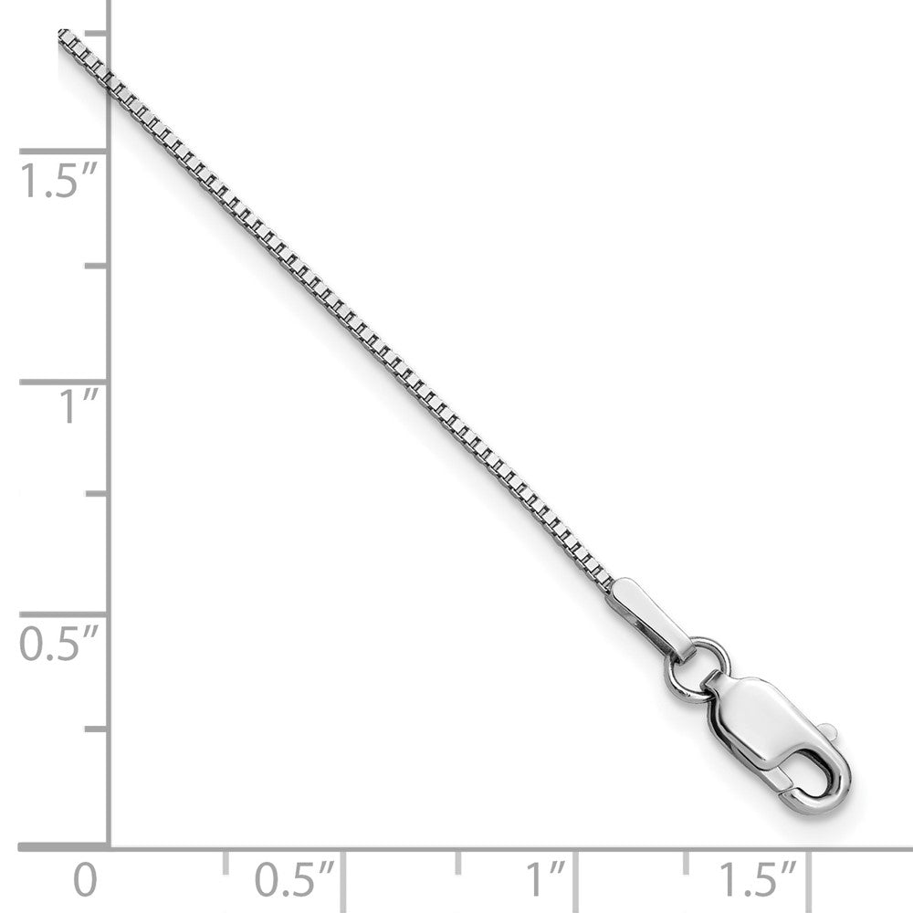 14K White Gold 9 inch .95mm Box with Lobster Clasp Anklet