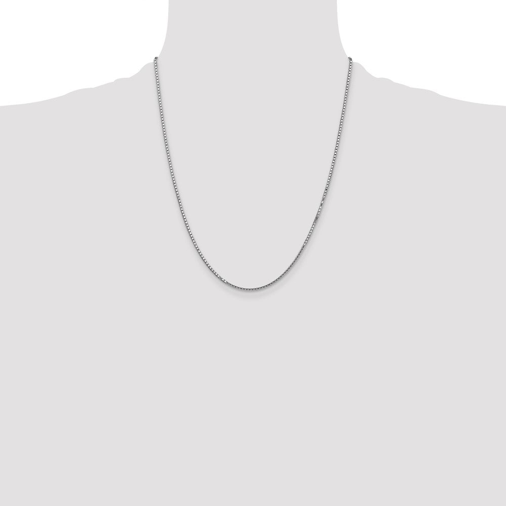14K White Gold 22 inch 1.5mm Box with Lobster Clasp Chain