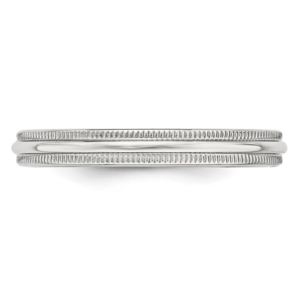 14k White Gold 3mm Milgrain Half Round Wedding Band Size 5