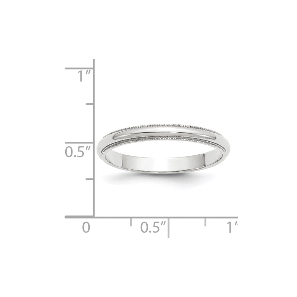 14k White Gold 3mm Milgrain Half Round Wedding Band Size 5