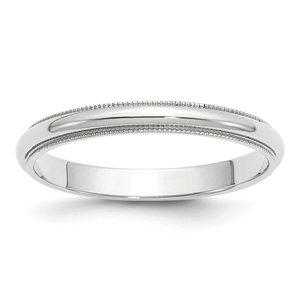 Solid;Polished;Engravable;10K White gold;Milgrain;Half Round;Machined