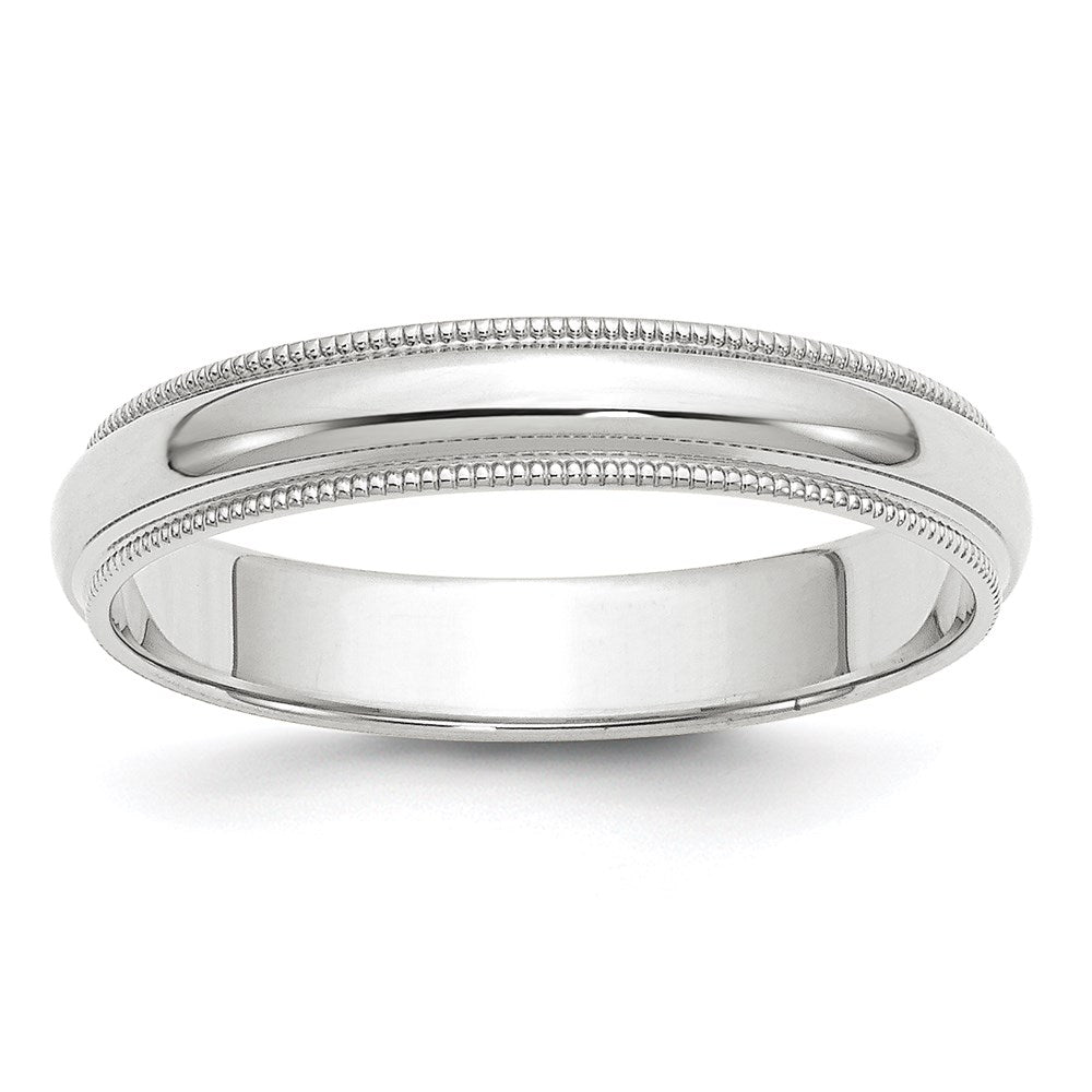 Solid;Polished;Engravable;10K White gold;Milgrain;Half Round;Machined