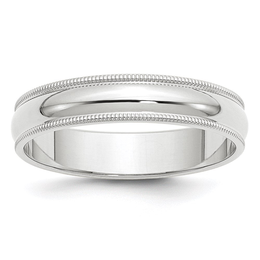 Solid;Polished;Engravable;10K White gold;Milgrain;Half Round;Machined