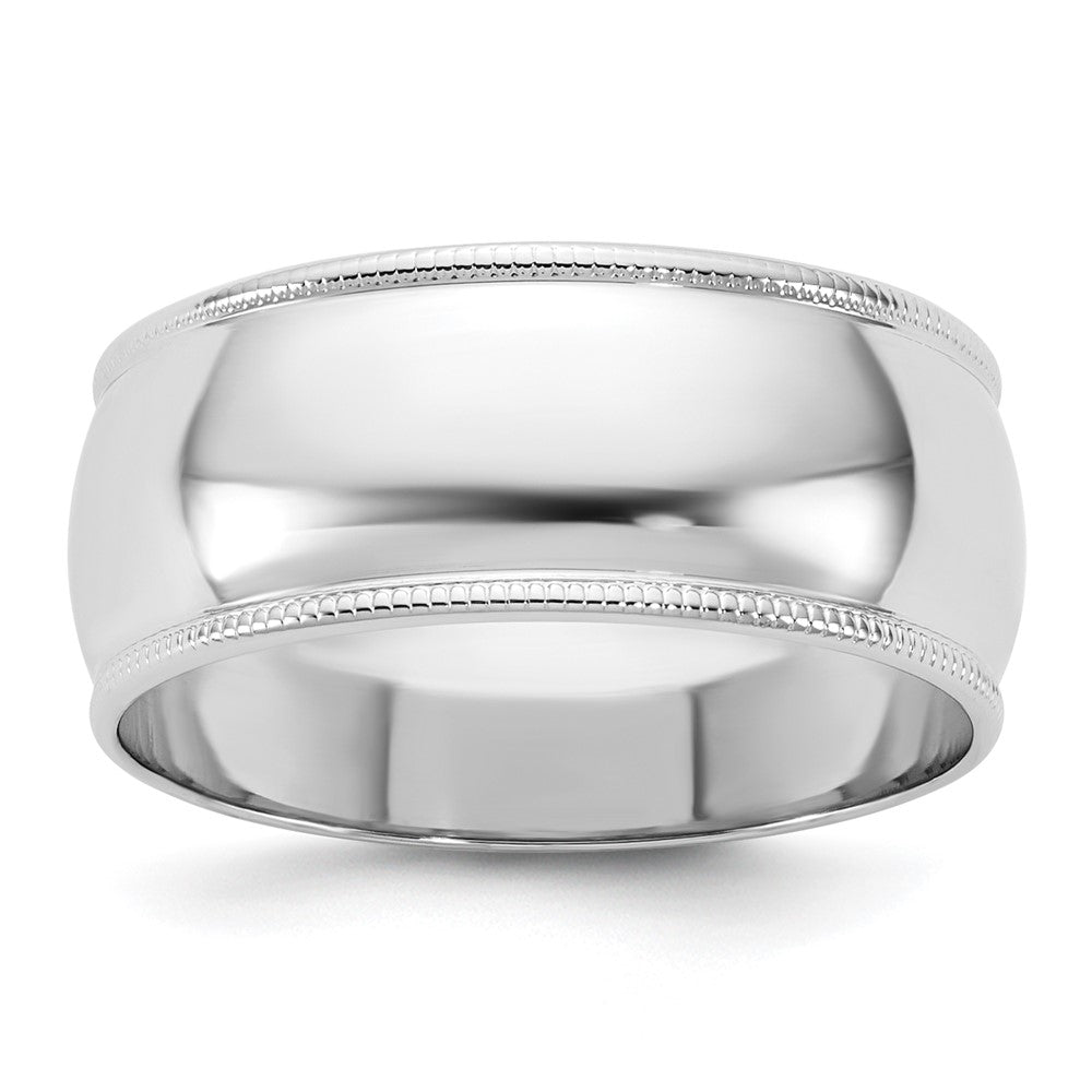 Solid;Polished;Engravable;10K White gold;Milgrain;Half Round;Machined