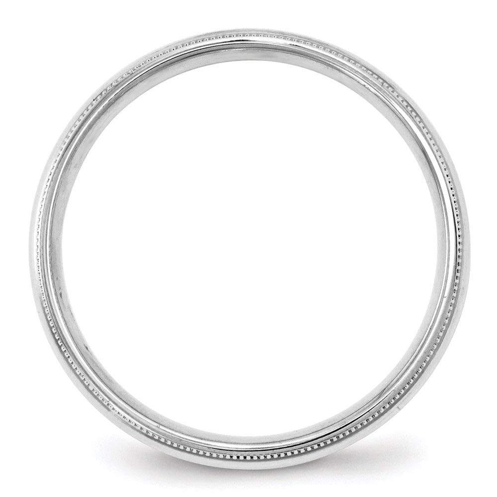 14k White Gold 4mm Milgrain Half Round Comfort Fit Wedding Band Size 7