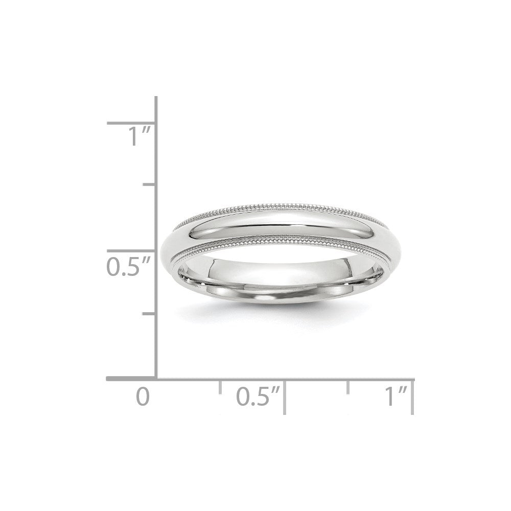 14k White Gold 4mm Milgrain Half Round Comfort Fit Wedding Band Size 7
