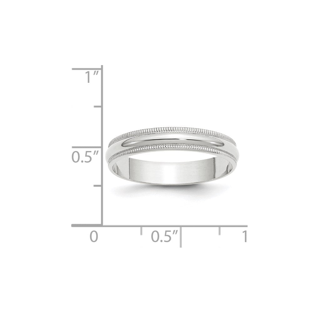 14k White Gold 4mm Lightweight Milgrain Half Round Wedding Band Size 6