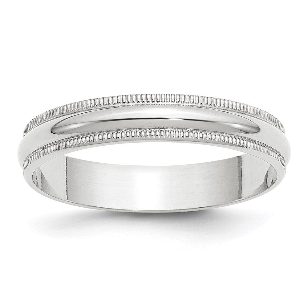 Solid;Polished;Engravable;10K White gold;Milgrain;Lightweight;Half Round;Machined
