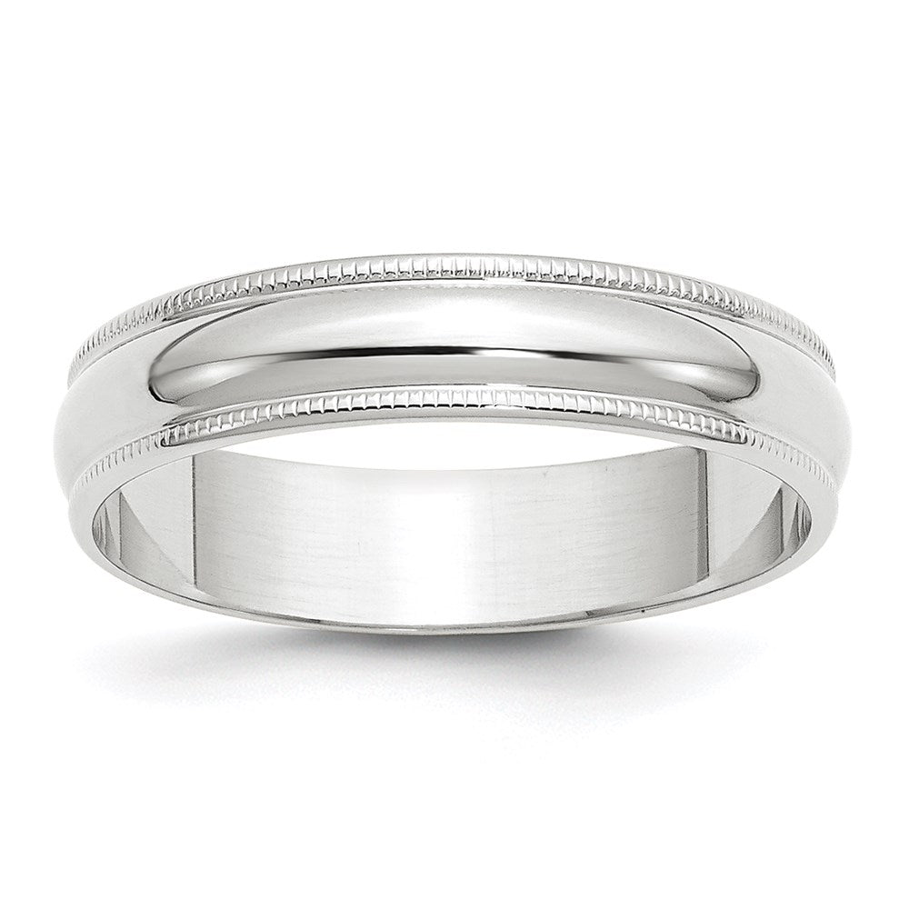 Solid;Polished;Engravable;10K White gold;Milgrain;Lightweight;Half Round;Machined