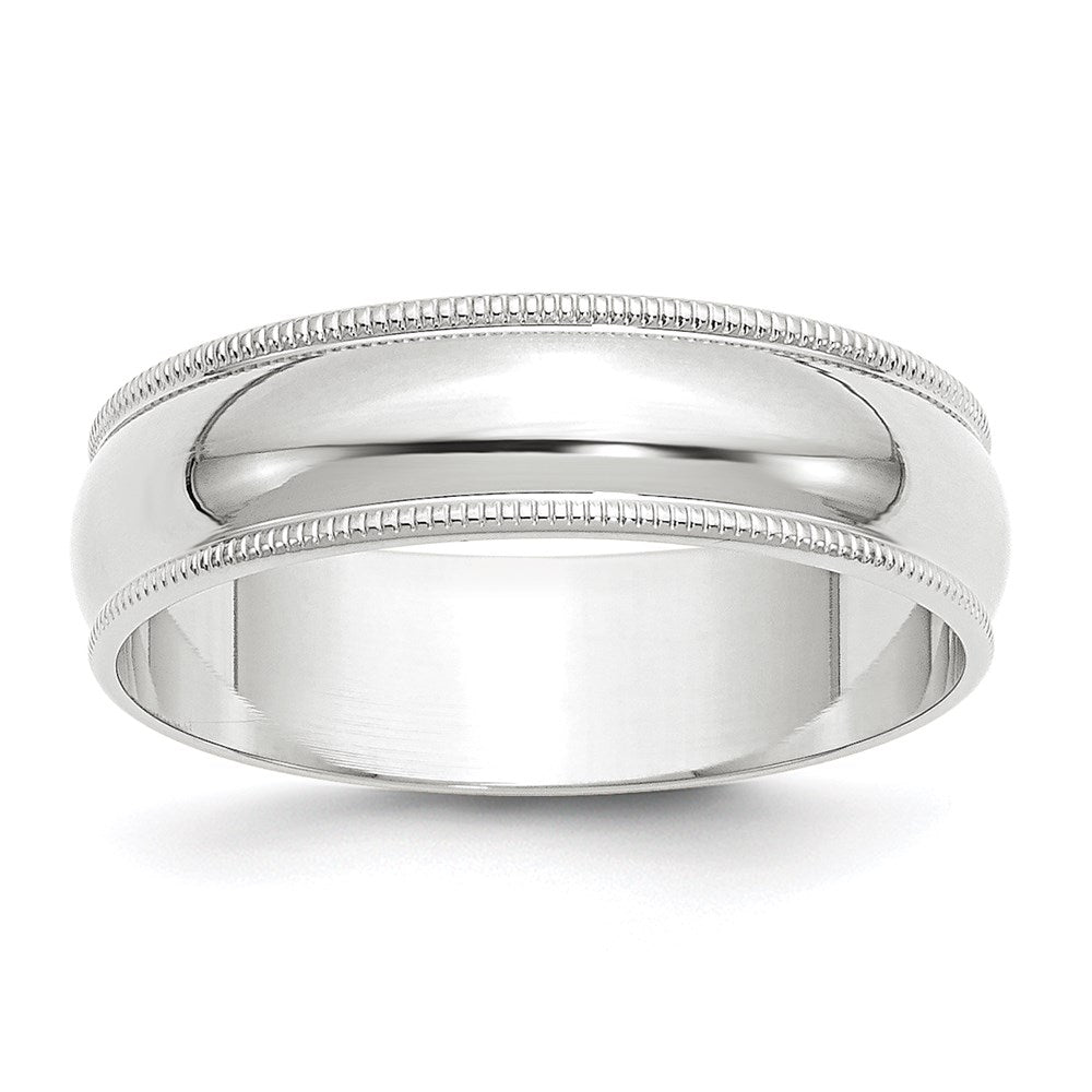 Solid;Polished;Engravable;10K White gold;Milgrain;Lightweight;Half Round;Machined