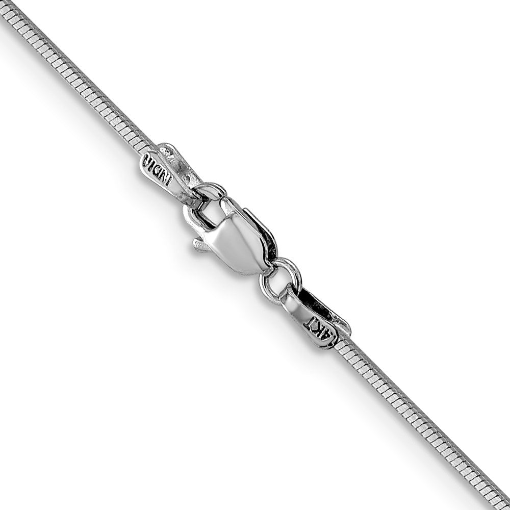 14K White Gold 20 inch 1mm Octagonal Snake with Lobster Clasp Chain