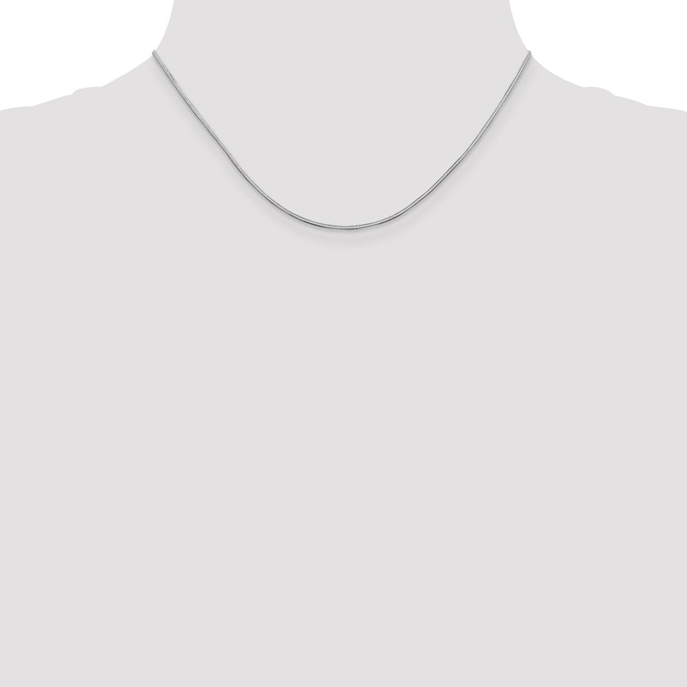 14K White Gold 16 inch 1mm Octagonal Snake with Lobster Clasp Chain