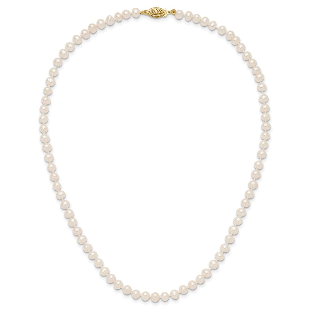 14k 4-5mm White Near-Round Freshwater Cultured Pearl 16 inch Necklace