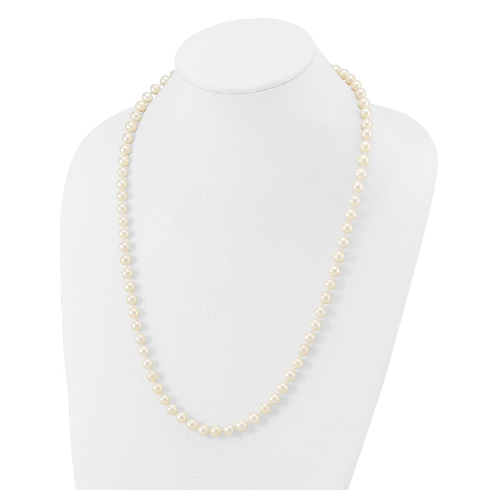 14k 7-8mm White Near-Round Freshwater Cultured Pearl 24 inch Necklace