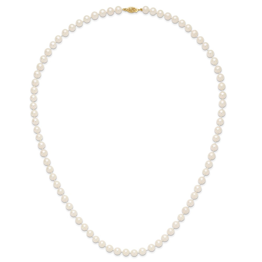 14k 7-8mm White Near-Round Freshwater Cultured Pearl 24 inch Necklace