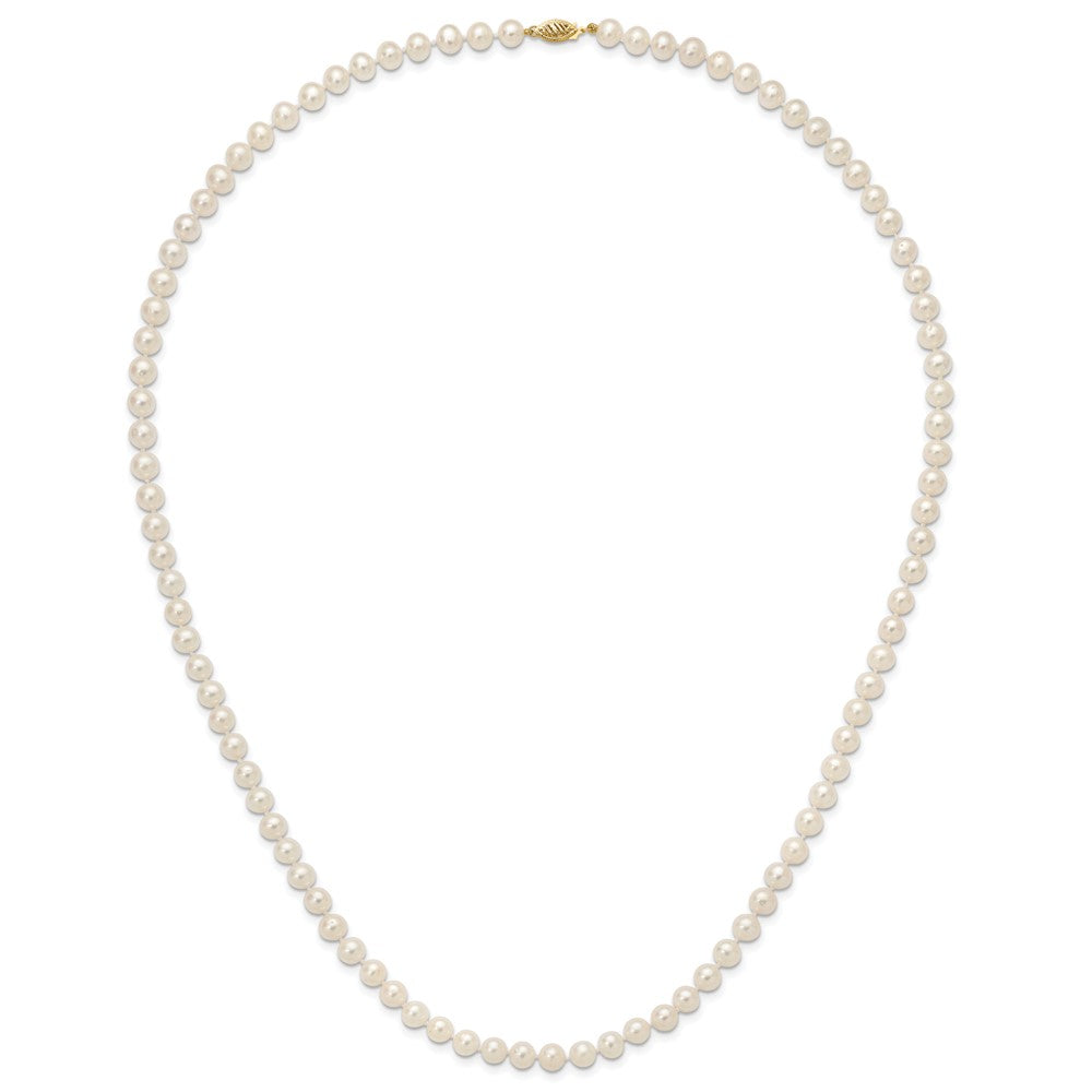 14k 7-8 mm White Near-Round Freshwater Cultured Pearl 28 inch Necklace