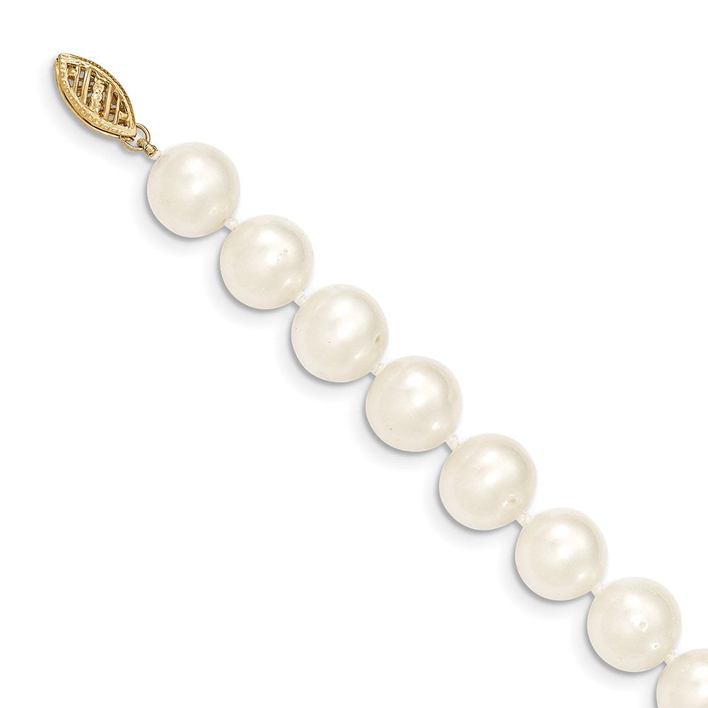 14k 9-10mm White Near-Round Freshwater Cultured Pearl 20 inch Necklace