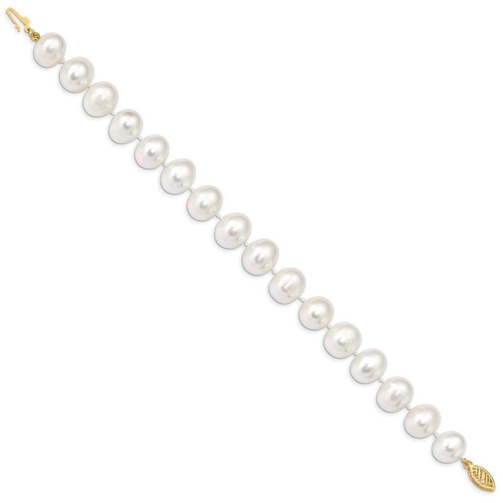 14k 10-11mm White Near Round Freshwater Cultured Pearl 8.25 inch Bracelet