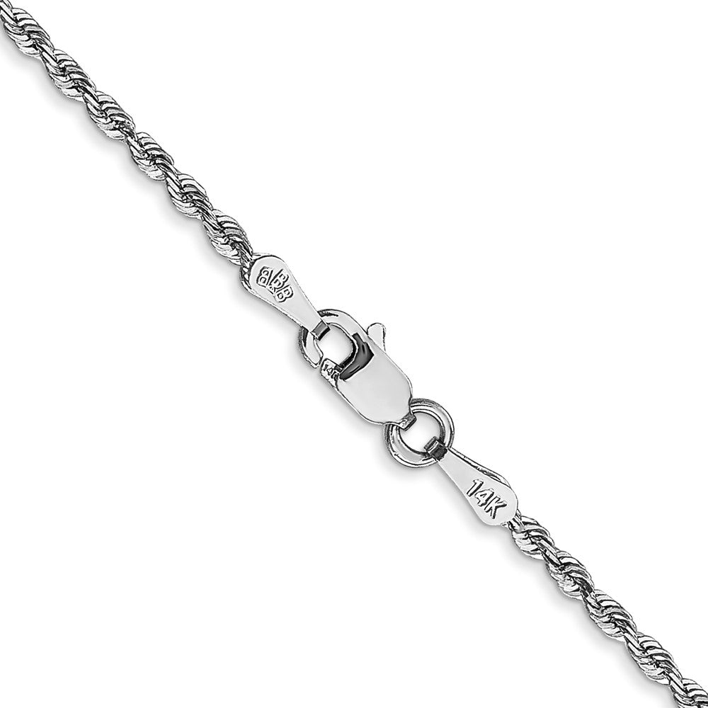 14K White Gold 24 Inch 1.85mm Diamond-cut Quadruple Rope Lobster Clasp Chain