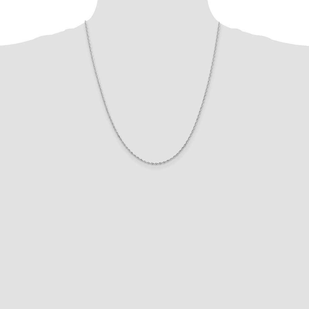 14K White Gold 22 Inch 1.85mm Diamond-cut Quadruple Rope Lobster Clasp Chain