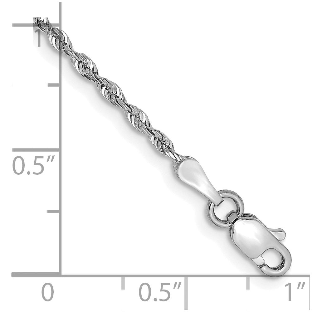 14K White Gold 10 Inch 1.85mm Diamond-cut Quadruple Rope Lobster Clasp Chain