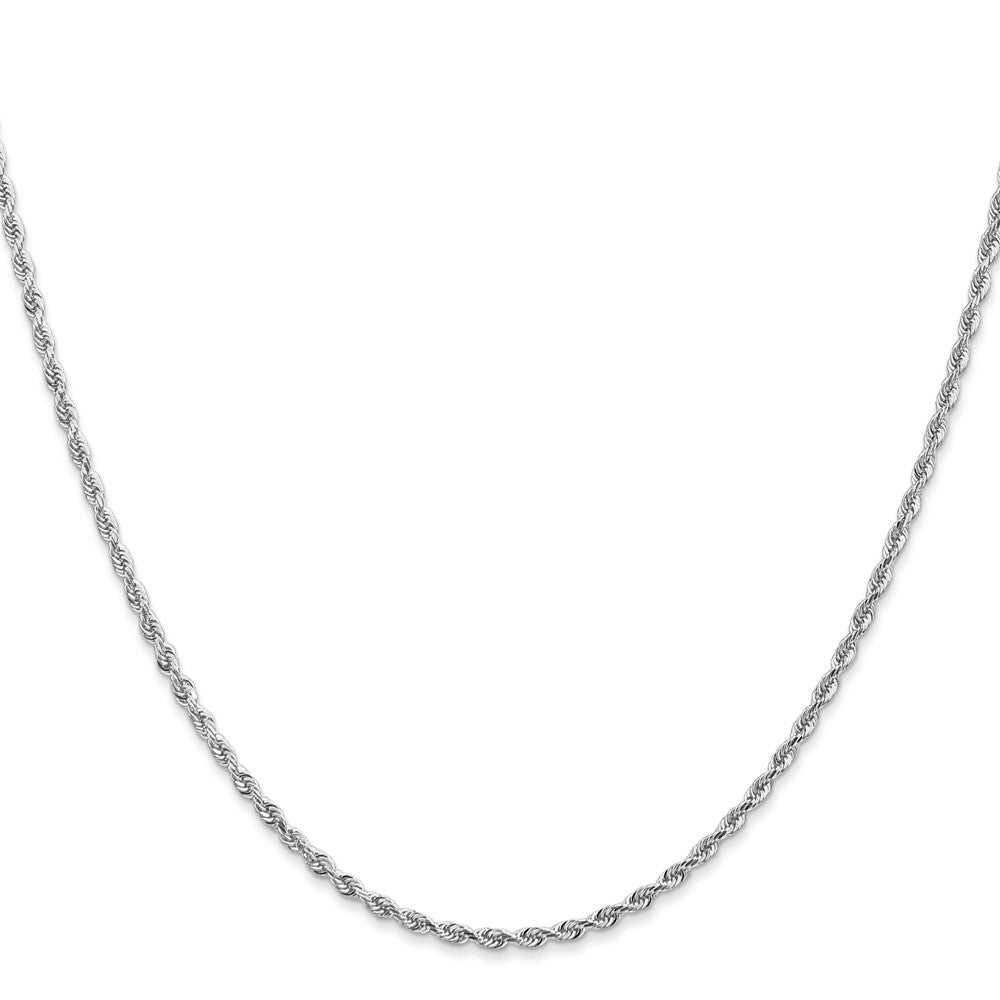 14K White Gold 16 Inch 2mm Diamond-cut Quadruple Rope Lobster Clasp Chain
