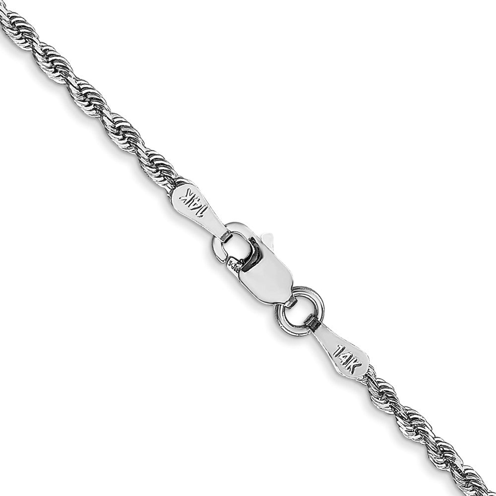 14K White Gold 16 Inch 2mm Diamond-cut Quadruple Rope Lobster Clasp Chain
