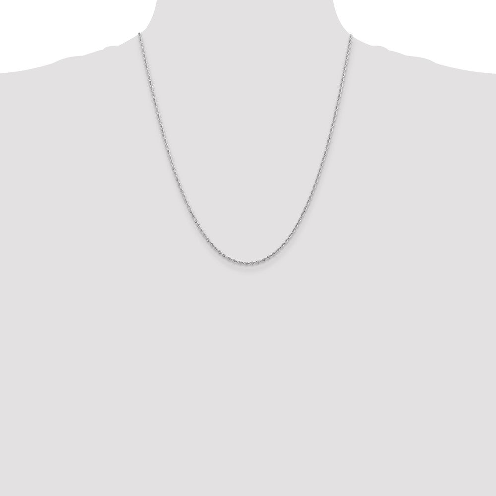 14K White Gold 22 Inch 2mm Diamond-cut Quadruple Rope Lobster Clasp Chain