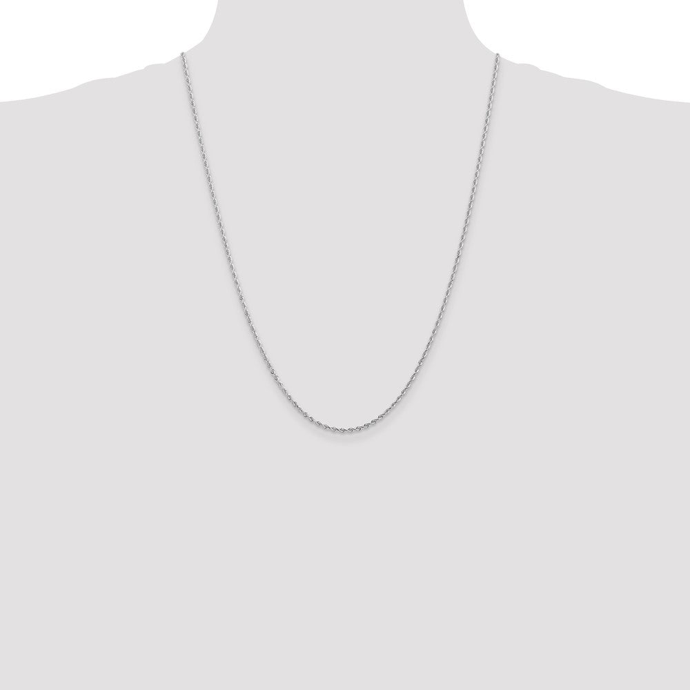 14K White Gold 24 Inch 2mm Diamond-cut Quadruple Rope Lobster Clasp Chain