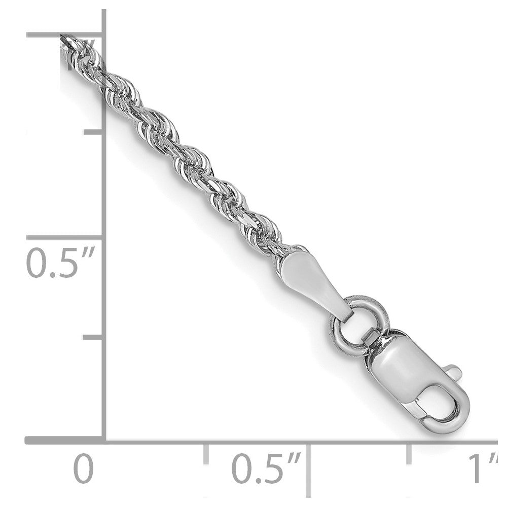 14K White Gold 9 Inch 2mm Diamond-cut Quadruple Rope Lobster Clasp Chain
